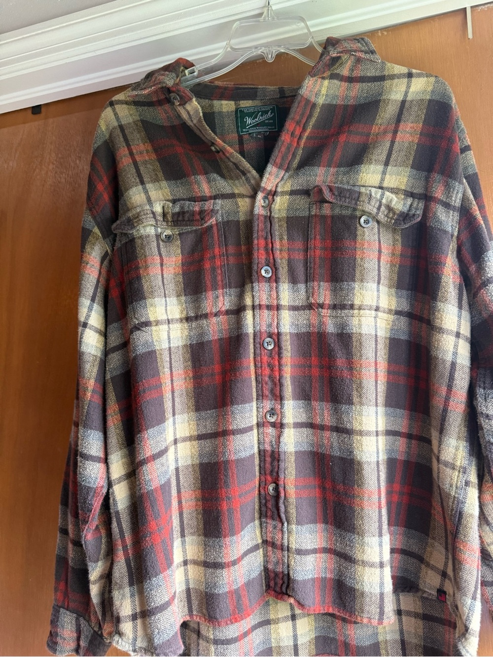 Woolrich Plaid Flannel Shirt in Brown, Red, Cream